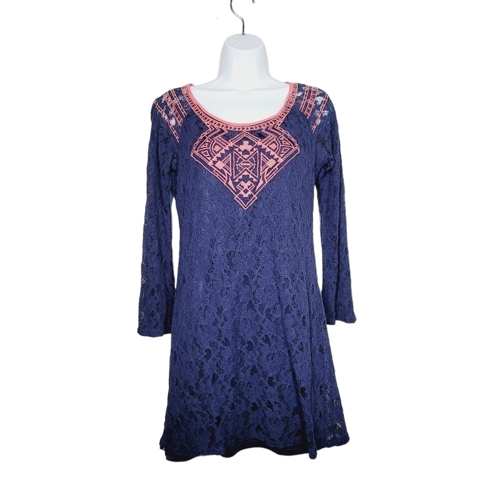 Flying Tomato Lace and Embroidery Mini Dress